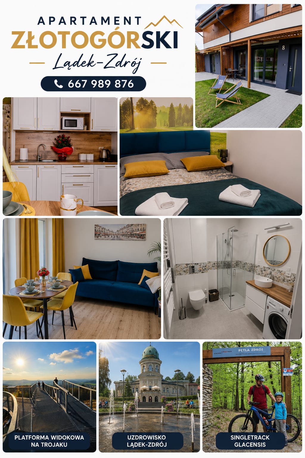 Kolaż zdjęć wnętrza apartamentu